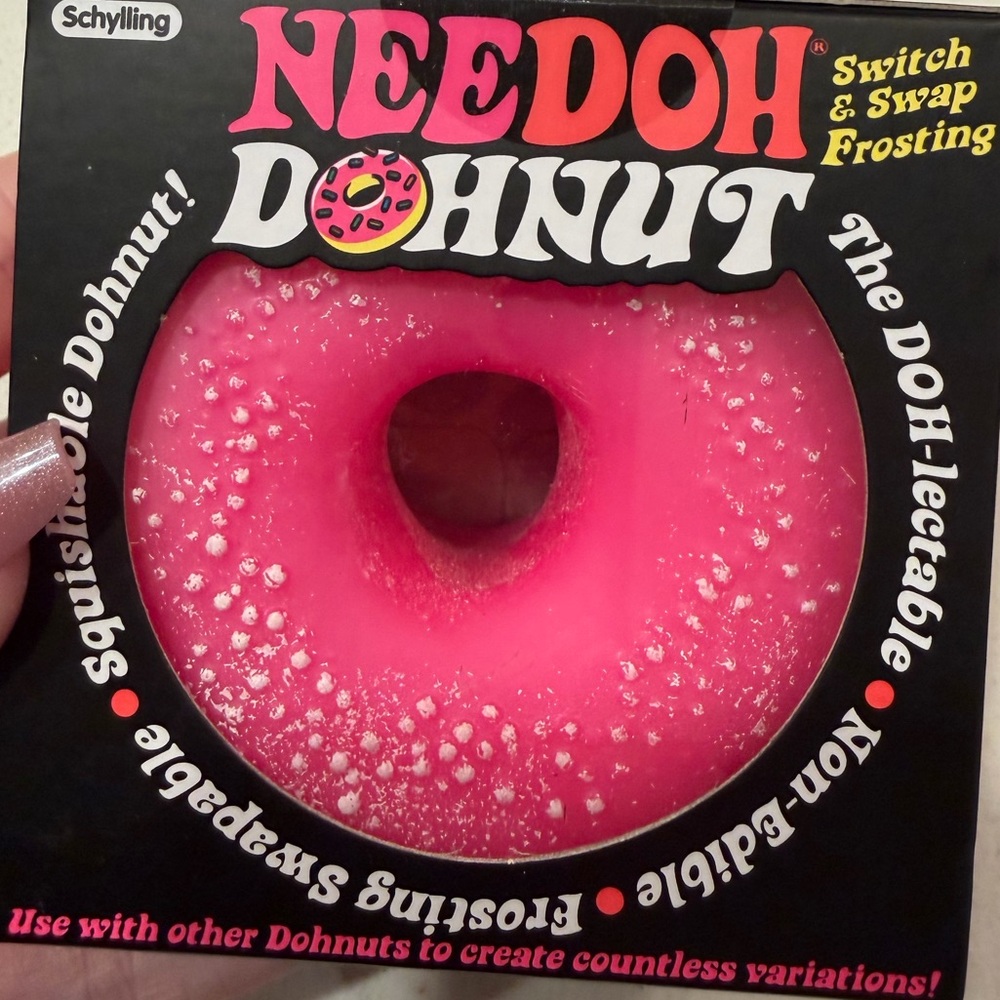 Schylling Needoh Dohnut Kids Toy - Pink Frosting with orange base / Sensory Play